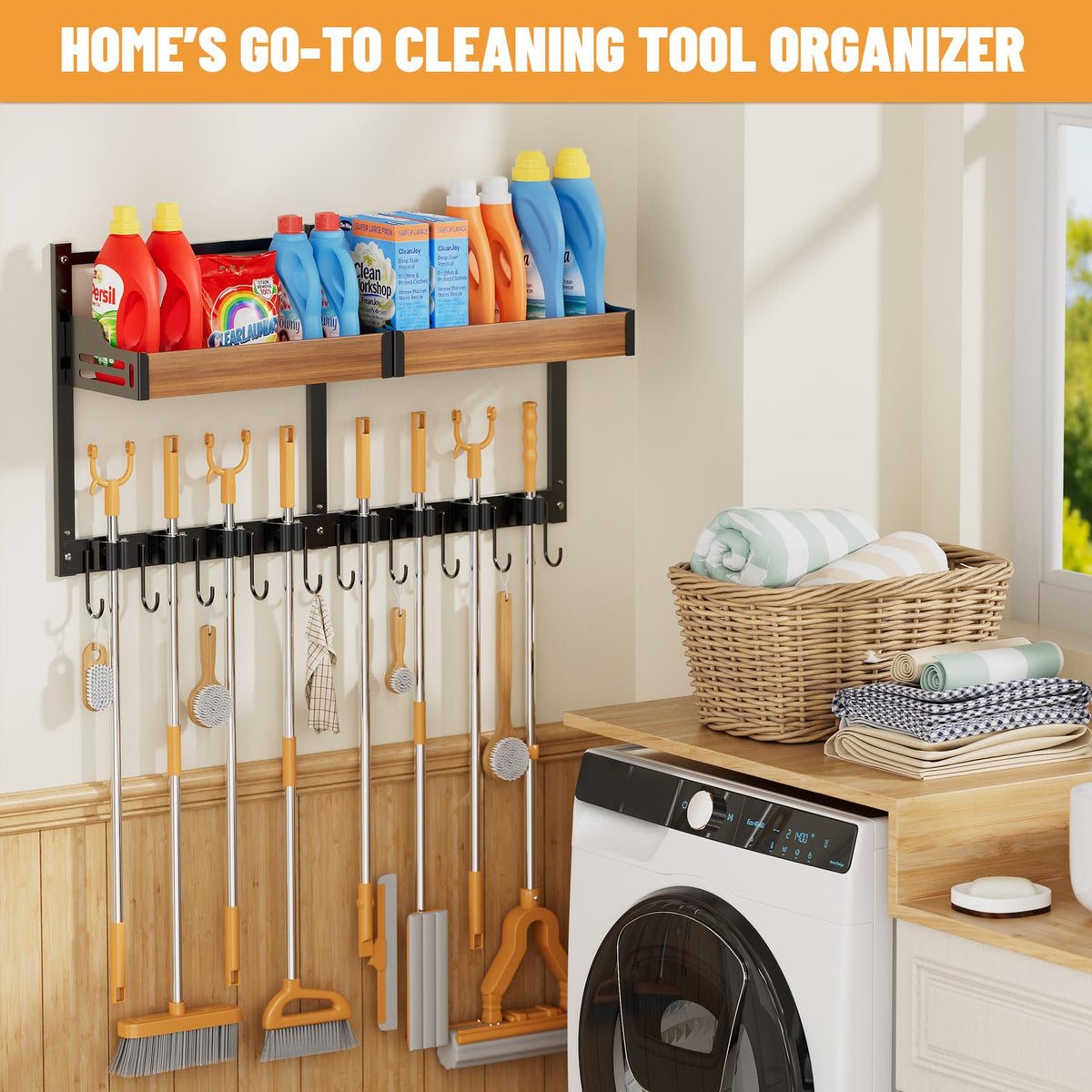 Broom and Mop Organizer Wall Mount (2 Count)