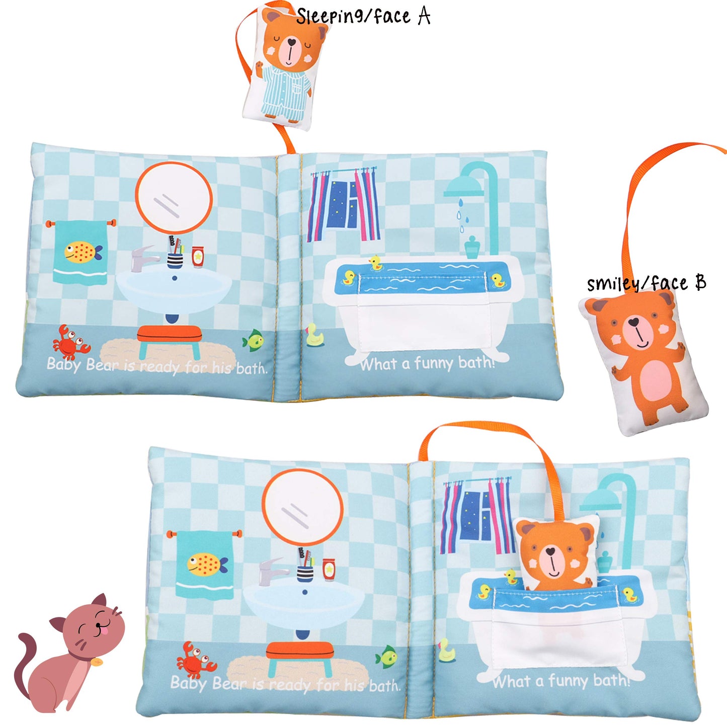 bebe mondo Teddy Bear Toy & Fish Baby Crinkle Books for Newborn Babies Infants 0-6, 6-12 & 12-18 Months, 1-2 Year Old