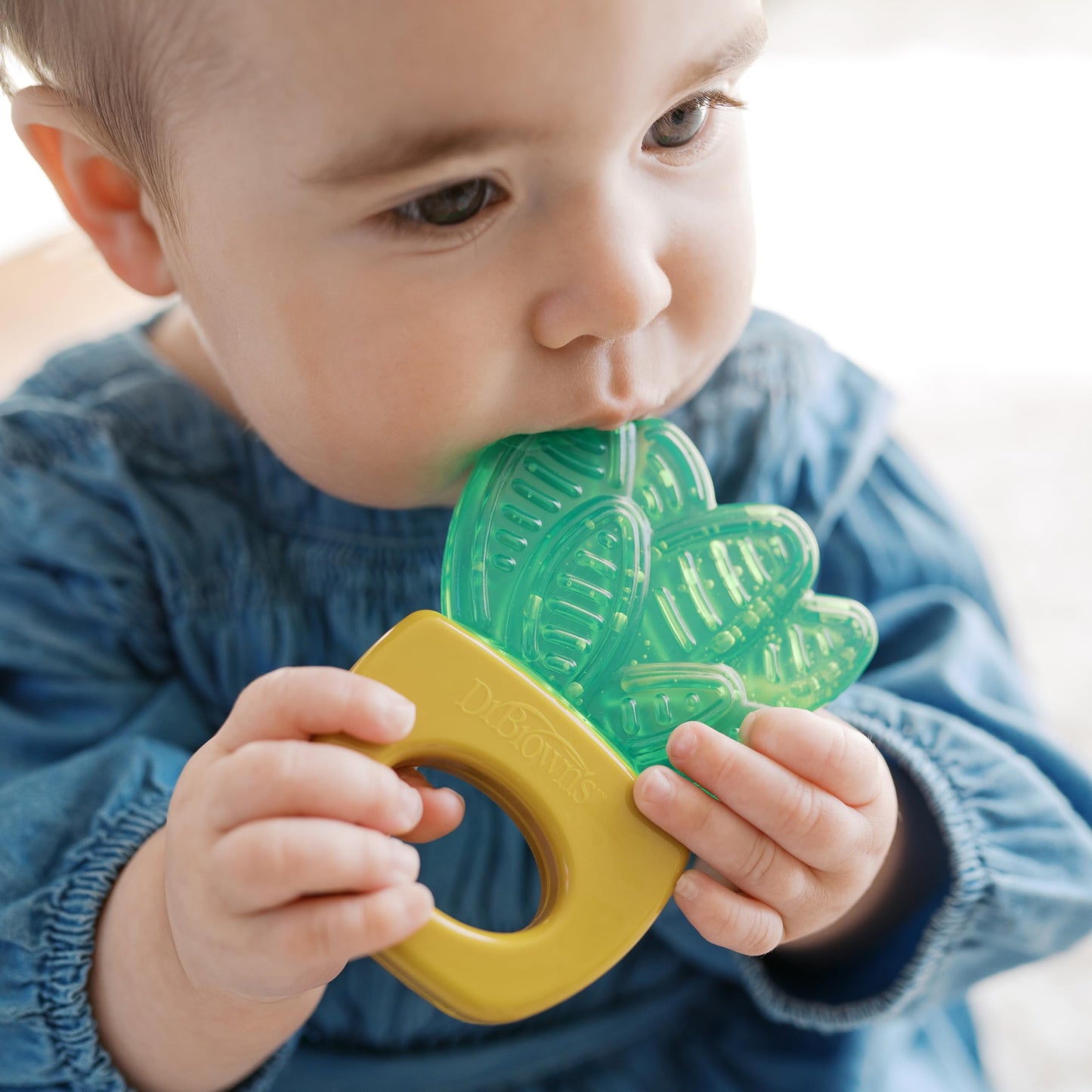 Dr. Brown's AquaCool Water-Filled Teether, Cooling Baby Teether Toy for Sore Gums, Green Cactus, BPA-Free, 3m+, 4-Pack
