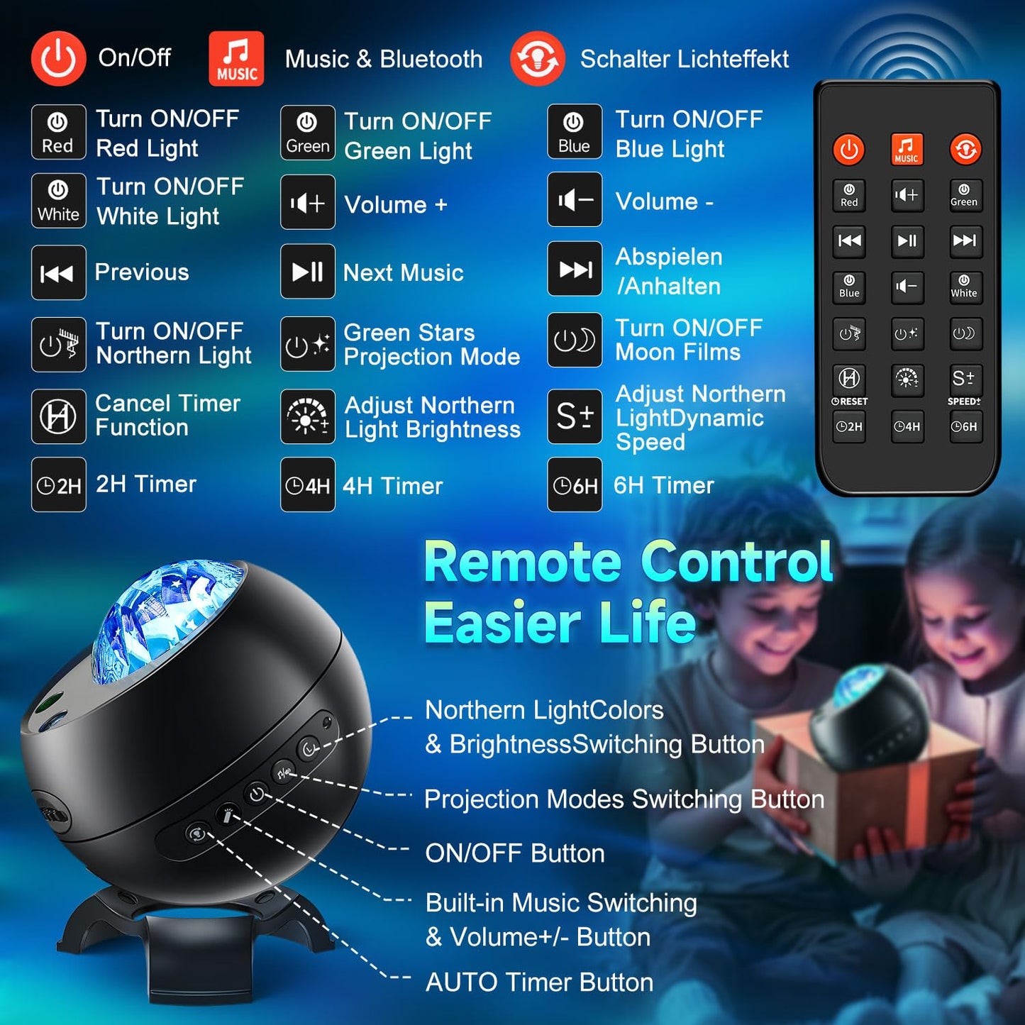 Northern Galaxy Light Projector, 300+Modes & 5 Films Star Projector, 15 White Noise & Bluetooth Northern Lights Projector,Moon Light Projector, Teen Girl Gifts Trendy Stuff, Consumer Electronics.