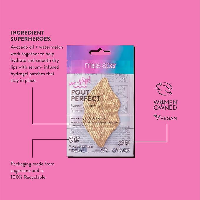 MISS SPA Lip Mask, Hydrating & Soothing Lip Mask, Gold Hydrogel Lip Patch, Moisturizing Anti-Aging Anti Wrinkle, Stay in Place, Skin Care Lip Mask 4 Pack