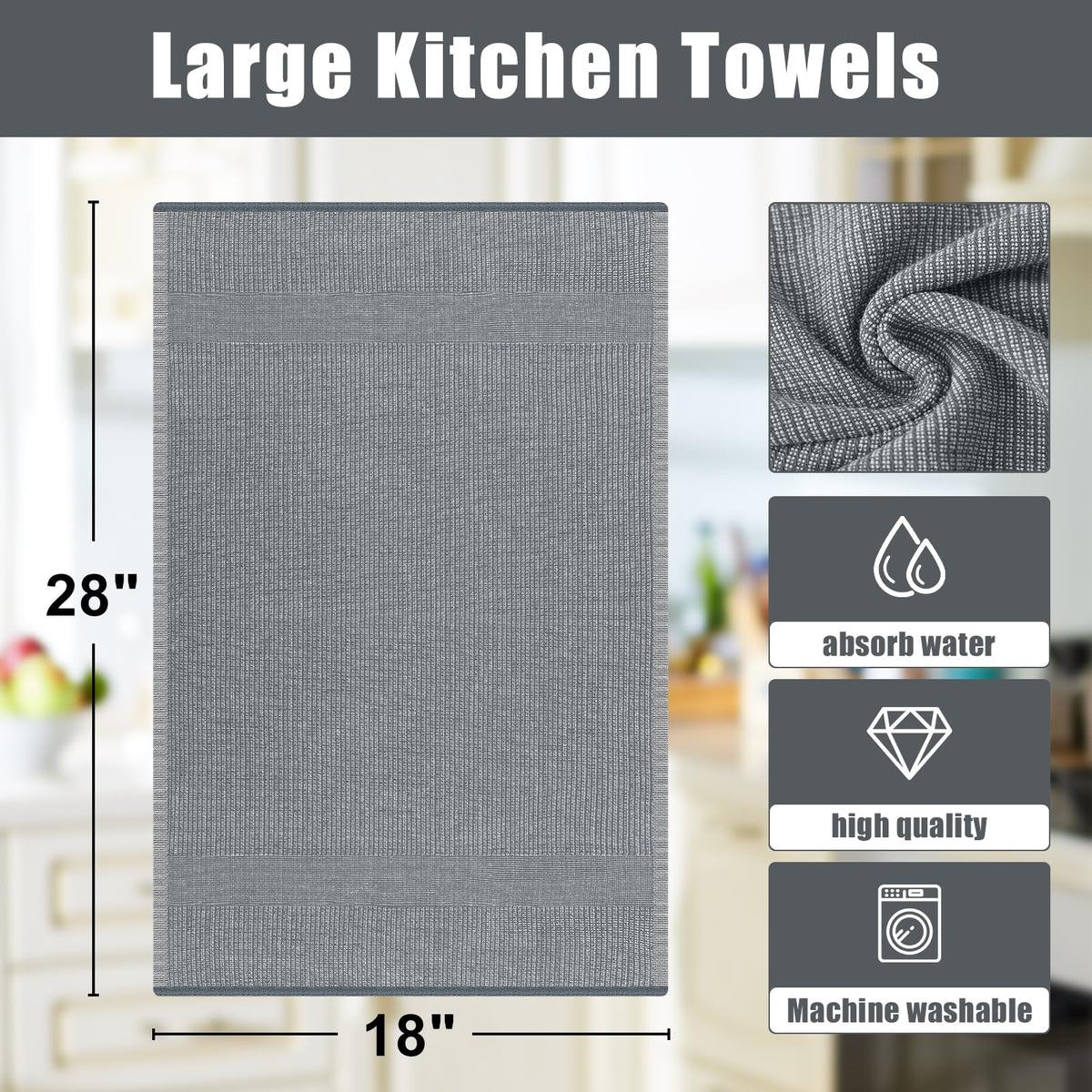 380 GSM Cotton Premium Kitchen Towels 12 Pack (12 Count)