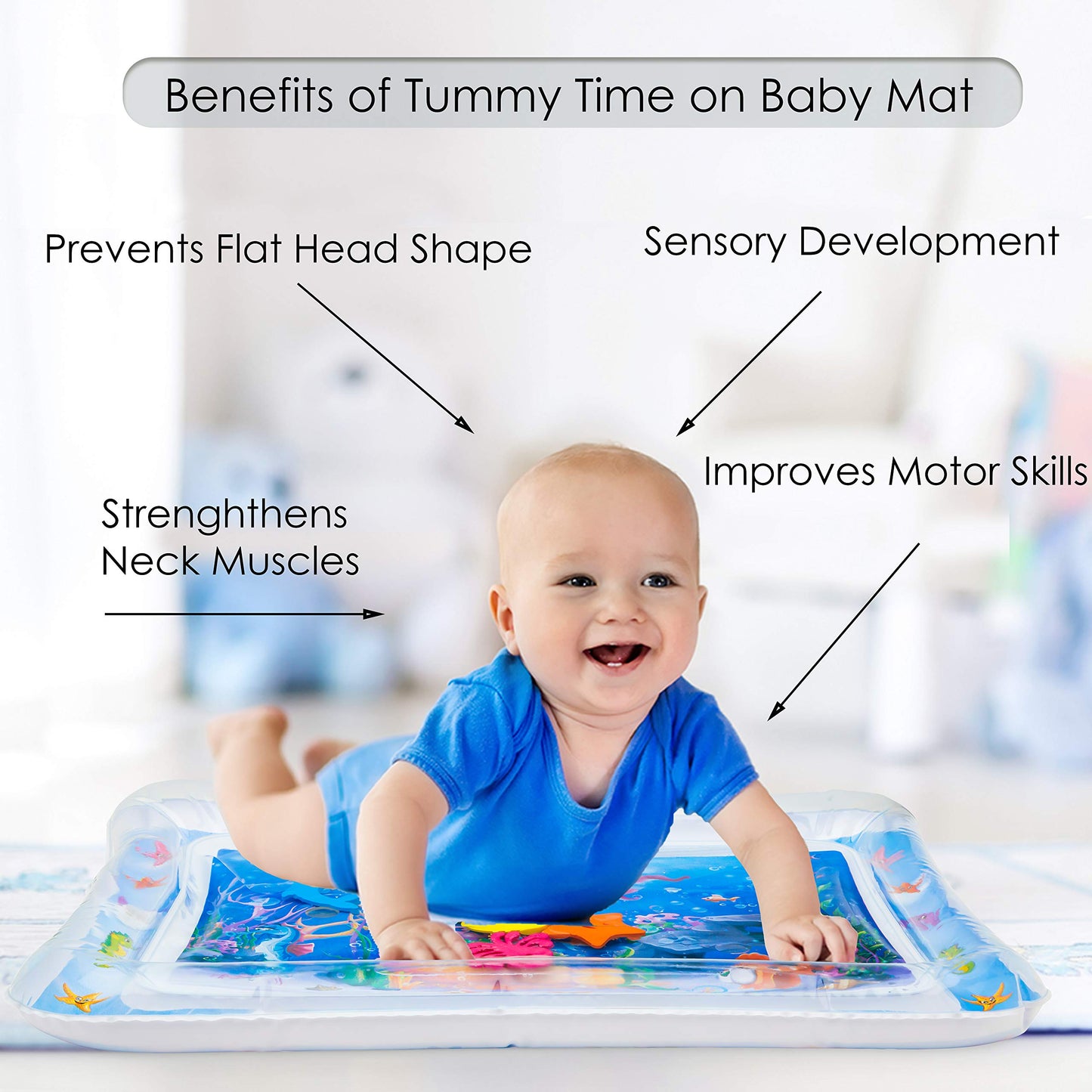 Splashin'kids Inflatable Tummy time Premium Water mat Infants and Toddlers is the Perfect Fun time Play Activity Center Your Baby's Stimulation Growth