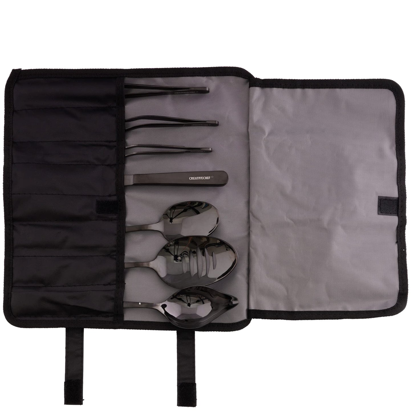 CREATIVECHEF 7 PCS Plating Tools Culinary Set Contains kitchen tweezers spatula Sauce plating spoon（Black）