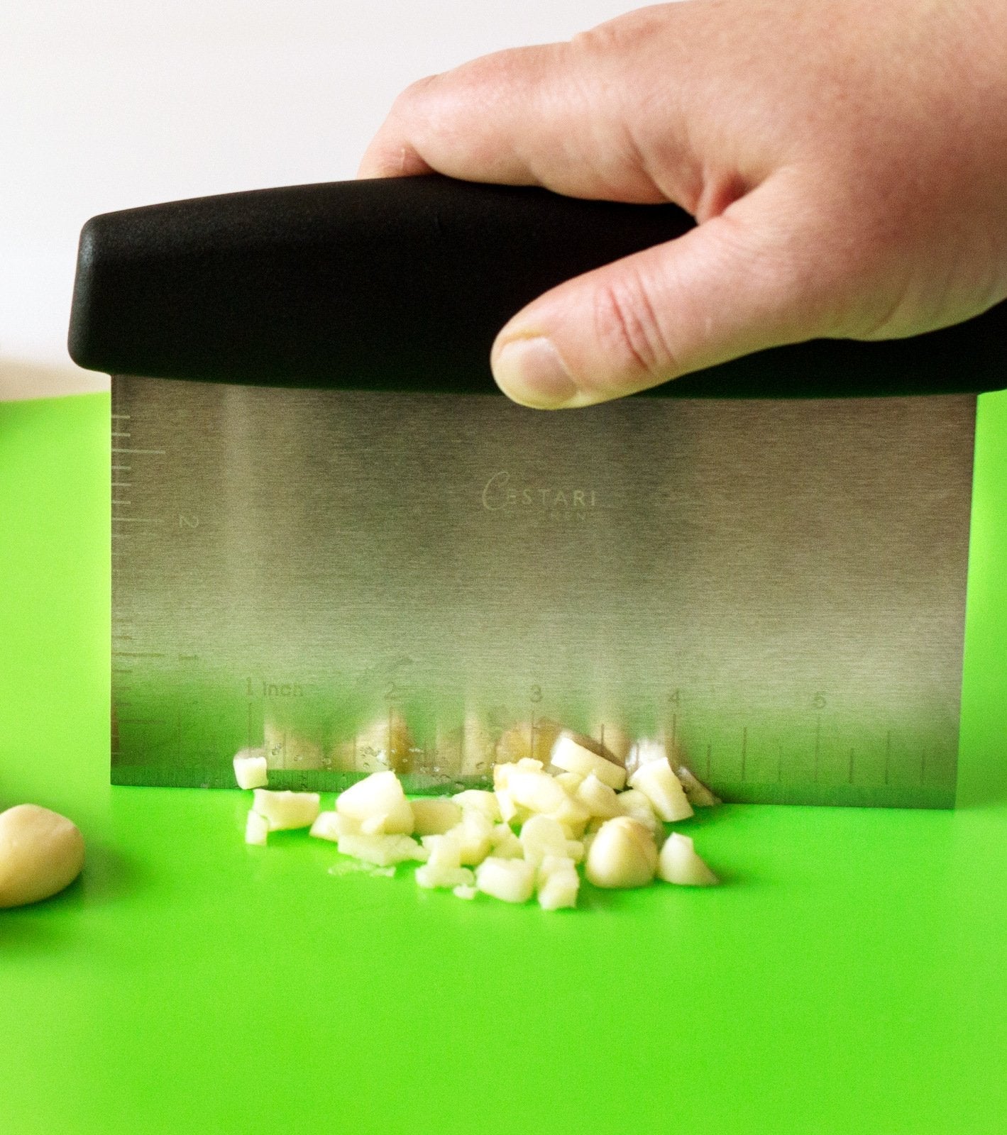 Cestari Dough Scraper Bench Knife: Professional Quality Heavy Duty Stainless Steel Bench Scraper, Chopper, Cutter - Perfect for Pastry, Nuts, Herbs, Chocolate, Pizza Dough, Soap, Bread Baking