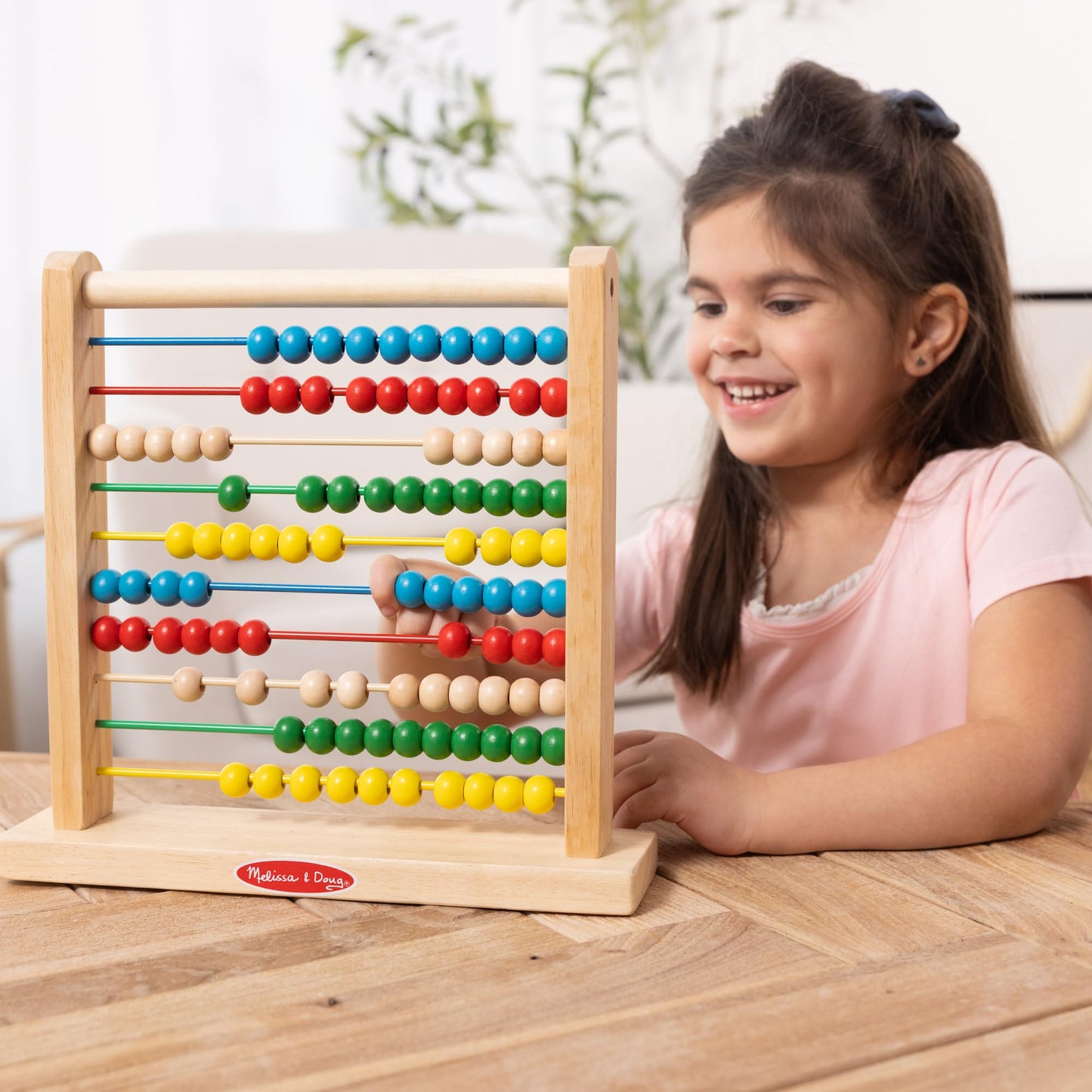 Melissa & Doug Abacus Classic Wooden Toy with 100 Beads - Preschool Learning Activities and Math Games for Kids, Homeschool Essentials for Ages 3+