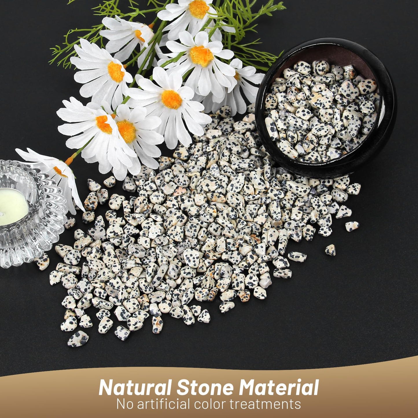 1.1lb Natural Crushed Dalmatian Jasper Crystal Tumbled Chips-Healing Crystals Chips Bulk, Crushed Crystal Gemstones for Crafts, Beautiful Package for Gift (Dalmatian Jasper)
