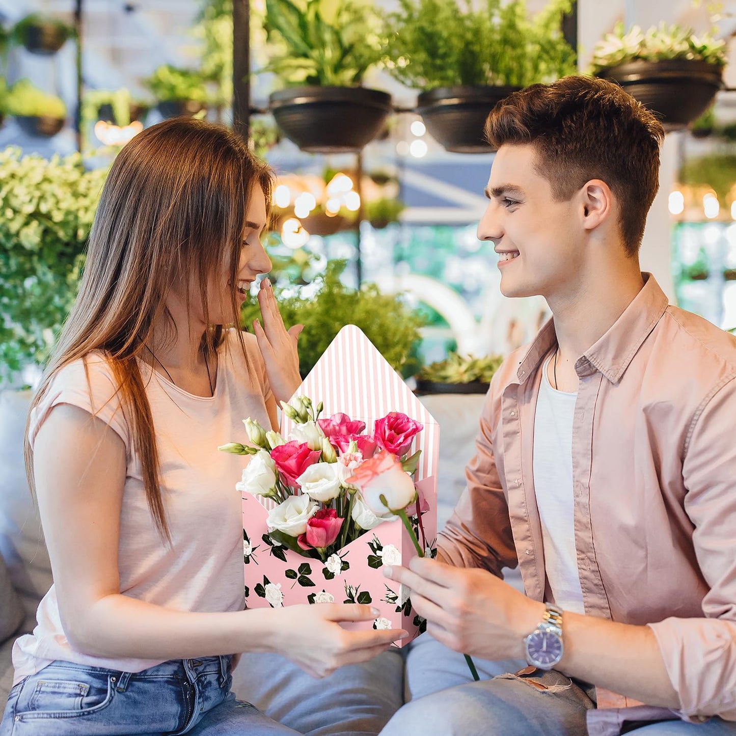 Lyforpyton Flower Arrangement Gifts Boxes, Envelope Gift Box For Flowers , Foldable Decorative Bouquet Packaging Paper Box , Suitable for Flower Shop , Wedding , Party , Birthday , Valentine's Day and Mother's Day ( 9 Pcs )