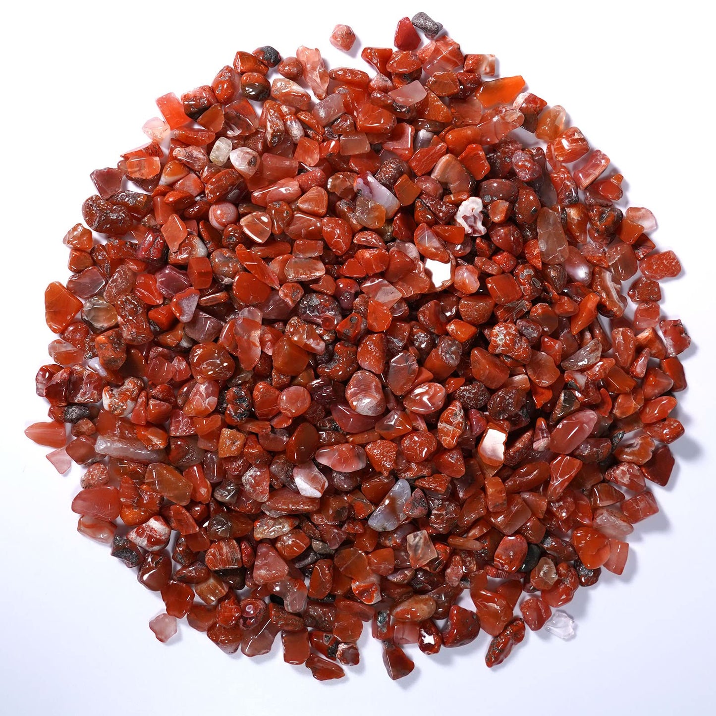 gemshan 2lb Carnelian Chips Natural Crushed Crystal Chip Bulk 7mm-9mm Tumble Healing Crystal Stone for Aquarium Vase Plant Decoration Jewelry DIY