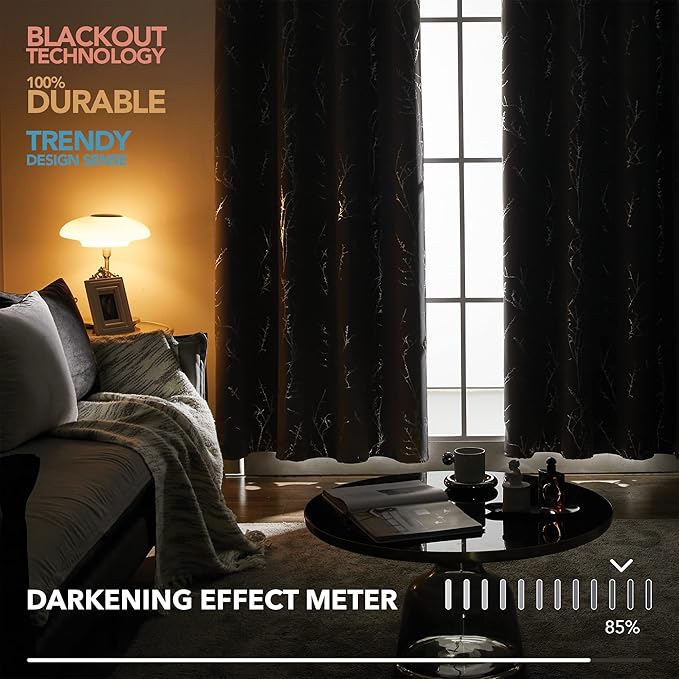 Deconovo Floor to Ceiling Curtains, Blackout Drapes 108 Inch Long, Soundproof Thermal Insulated Curtain for Sliding Door, Grommet Top, Machine Washable Drape for Living Room Bedroom Office, Light Grey