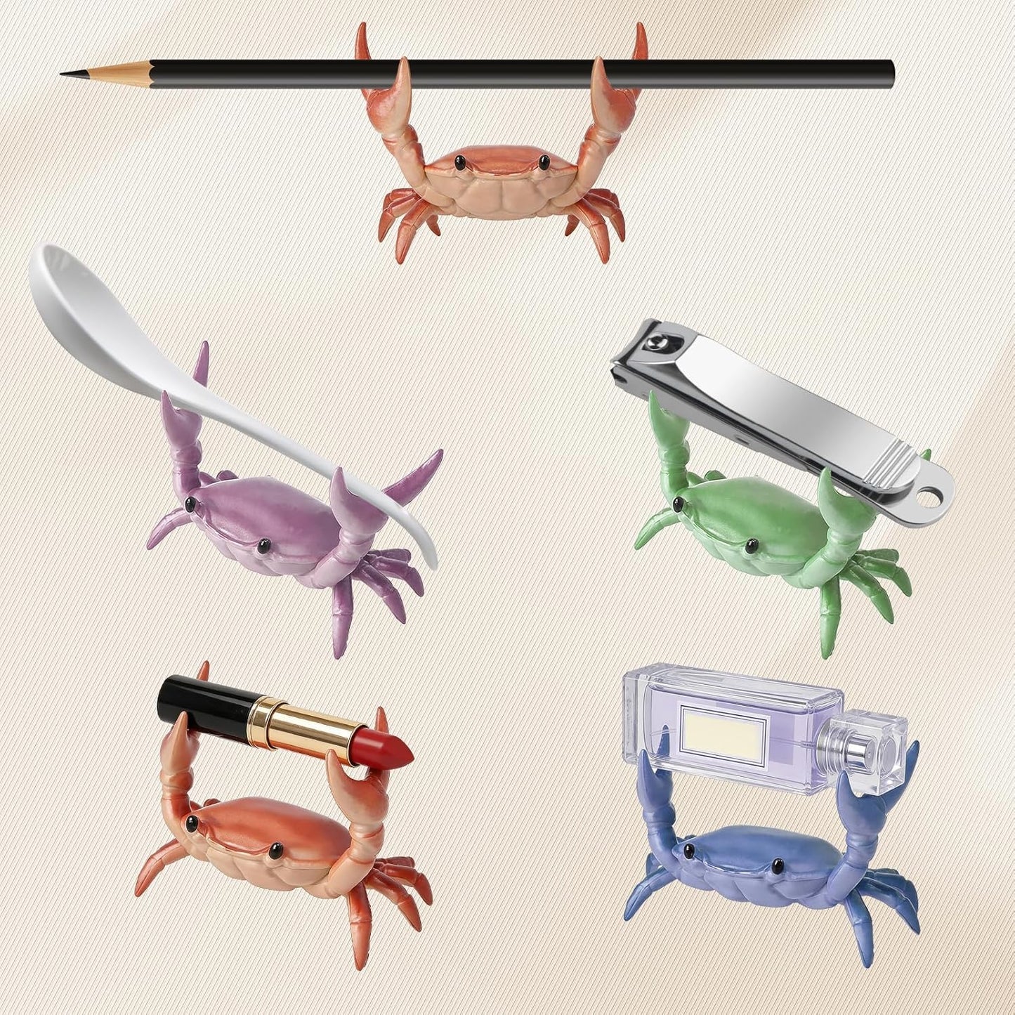 Desk Crab Pen Holder, Creative Weightlifting Crab Pencil Stand, Organizer for Small Items, Cute Office Decor (2pc)