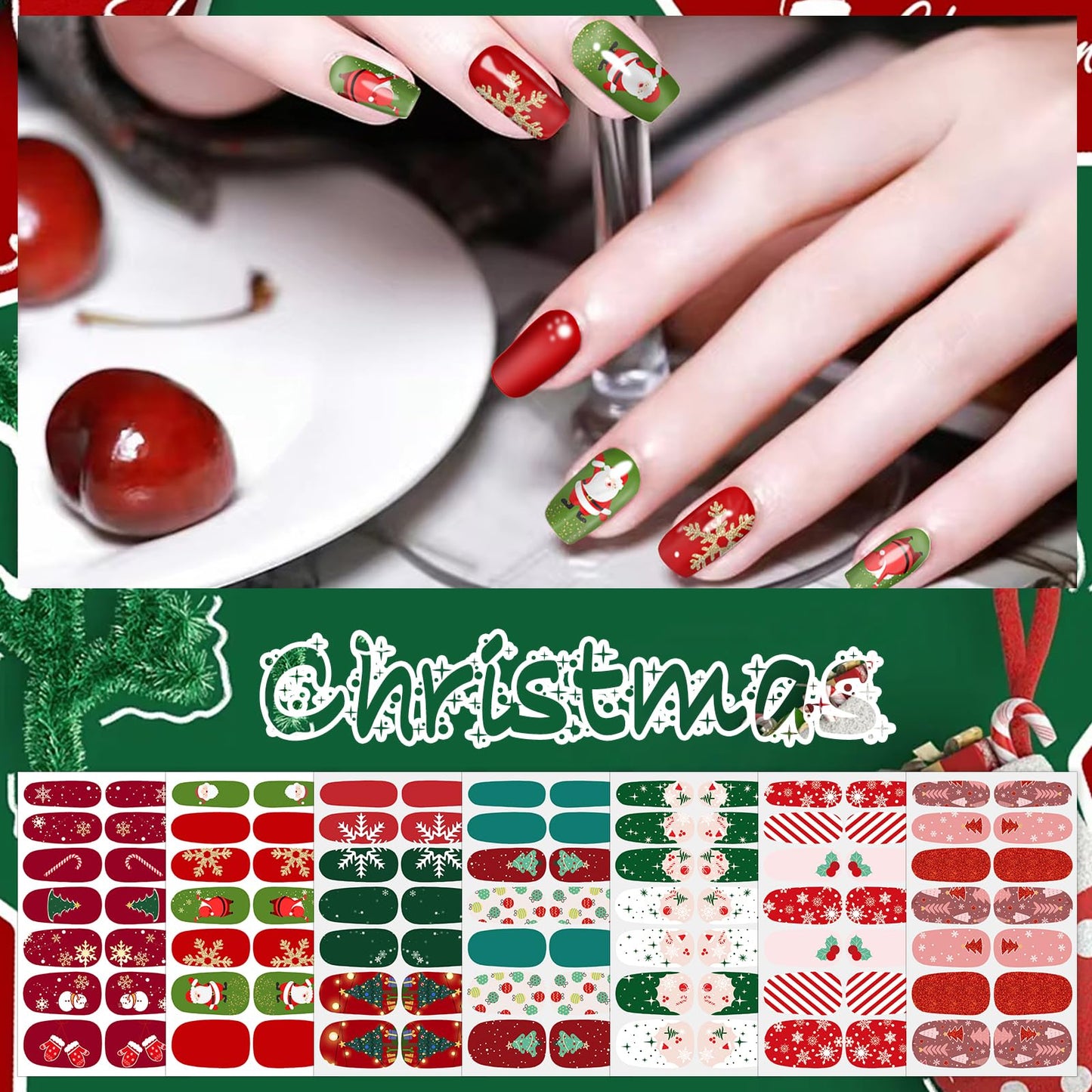 SILPECWEE 280 Pieces 20 Sheets Nail Stickers Full Nail Wraps (Halloween, Fall, Christmas) Nail Polish Strips Self Adhesive Gel Nails Strips Fingernail Manicure Sticker Decals for Women DIY Decoration