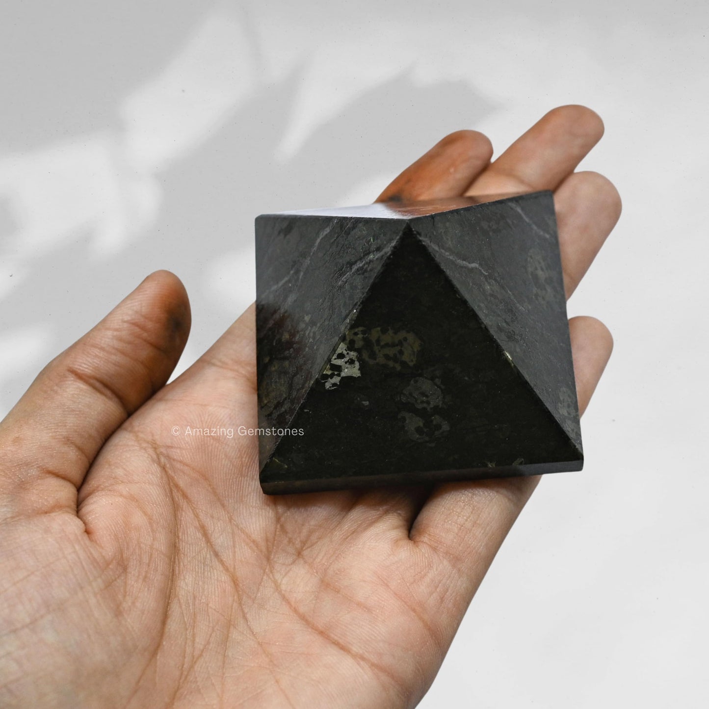 Amazing Gemstone Nuummite Pyramid Crystal Healing Stones - 2" Great Pyramid Figurine of Natural Stone Pyramid for Meditation, Reiki, Chakra Balancing and Crystal Pyramids Grid
