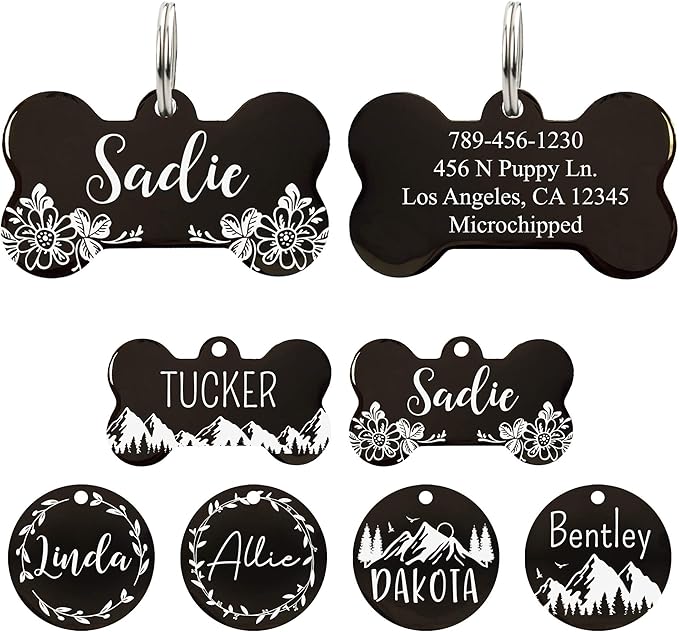 Ultra Joys Custom Dog Tag Personalized Pet Name Tag - Large Bone Mountain