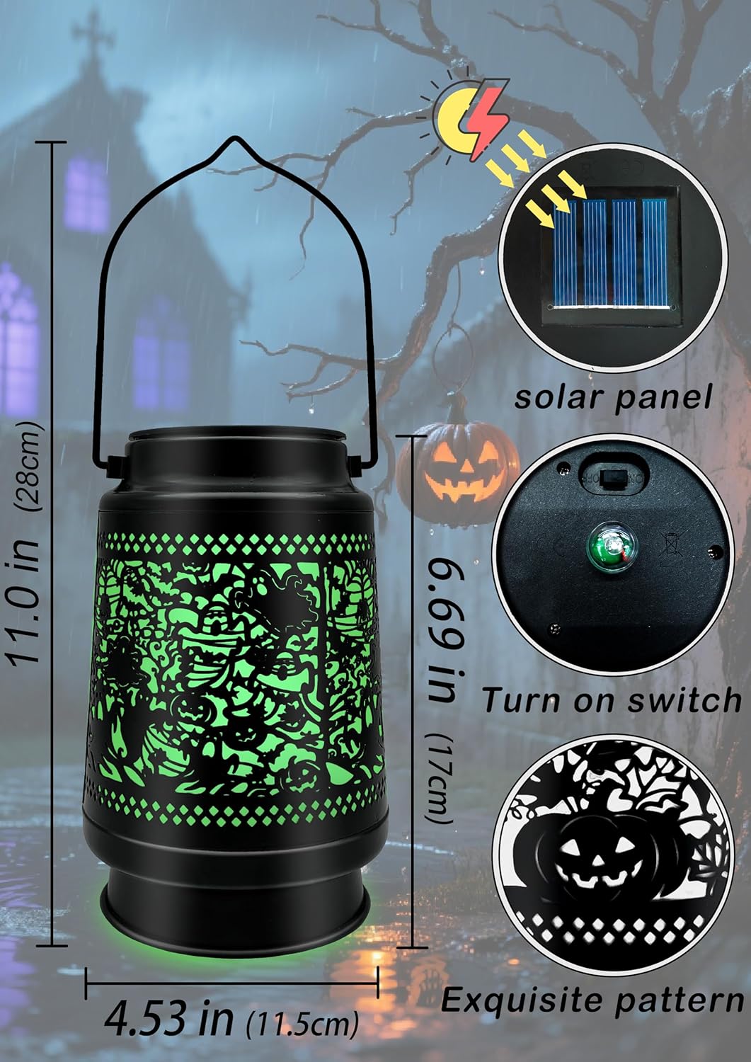 Halloween Decor Solar Lanterns Outdoor Waterproof Halloween Decorations Scary Ghost Spooky Lights for Garden, Patio, Yard, Lawn Porch Hanging Solar Lights Unique Gifts for Outdoor Decor