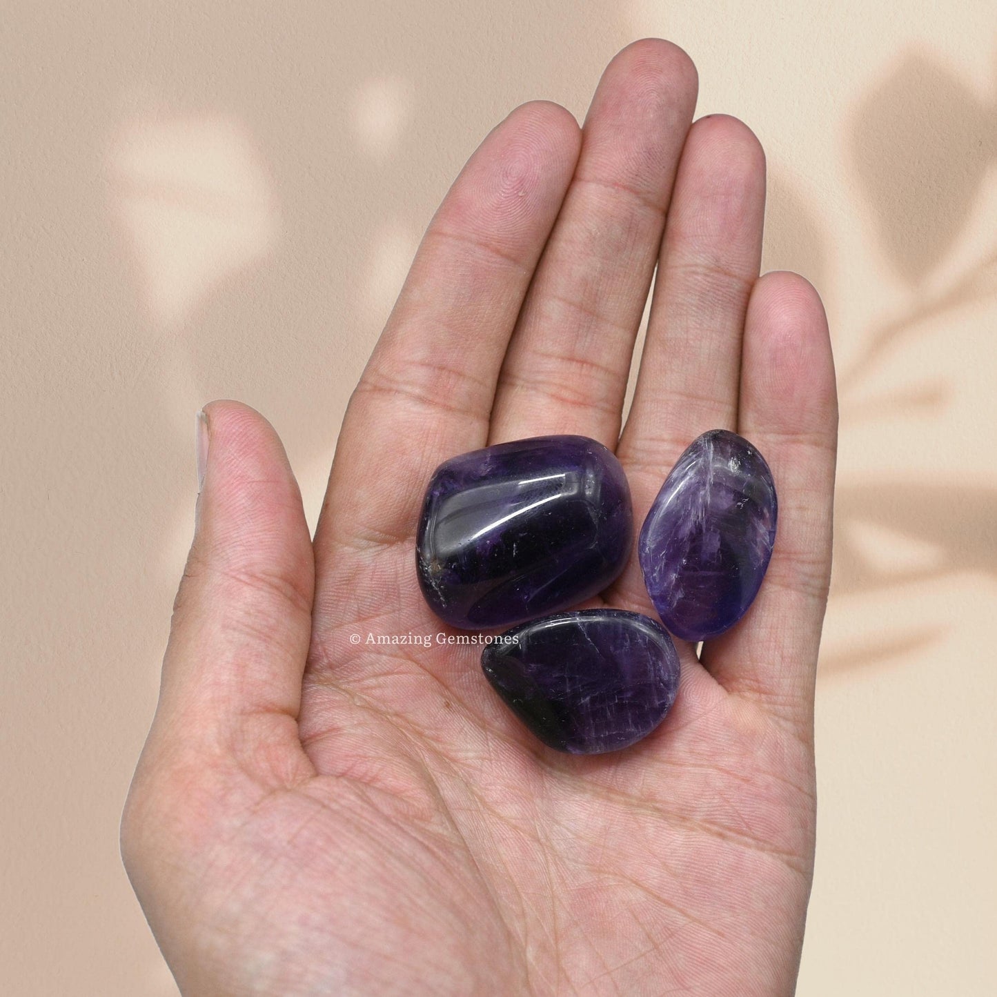 Amazing Gemstone Amethyst Crystal Tumbled Stones Polished Rocks - Natural Gem Stones for Healing - DIY Crystals for Protection (1 Piece)