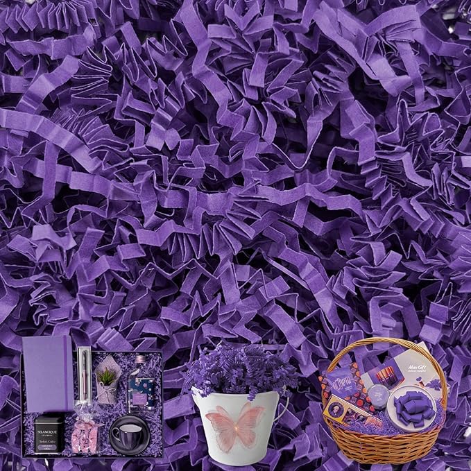 Tisspoms Deep Purple Crinkle Cut Paper Shred Filler, 2 LB Basket Filler Shredded Paper, Confetti Stuffing for Basket Filling, Halloween, Thanksgiving, Christmas Gift Wrapping, Stuffer Party Supplies
