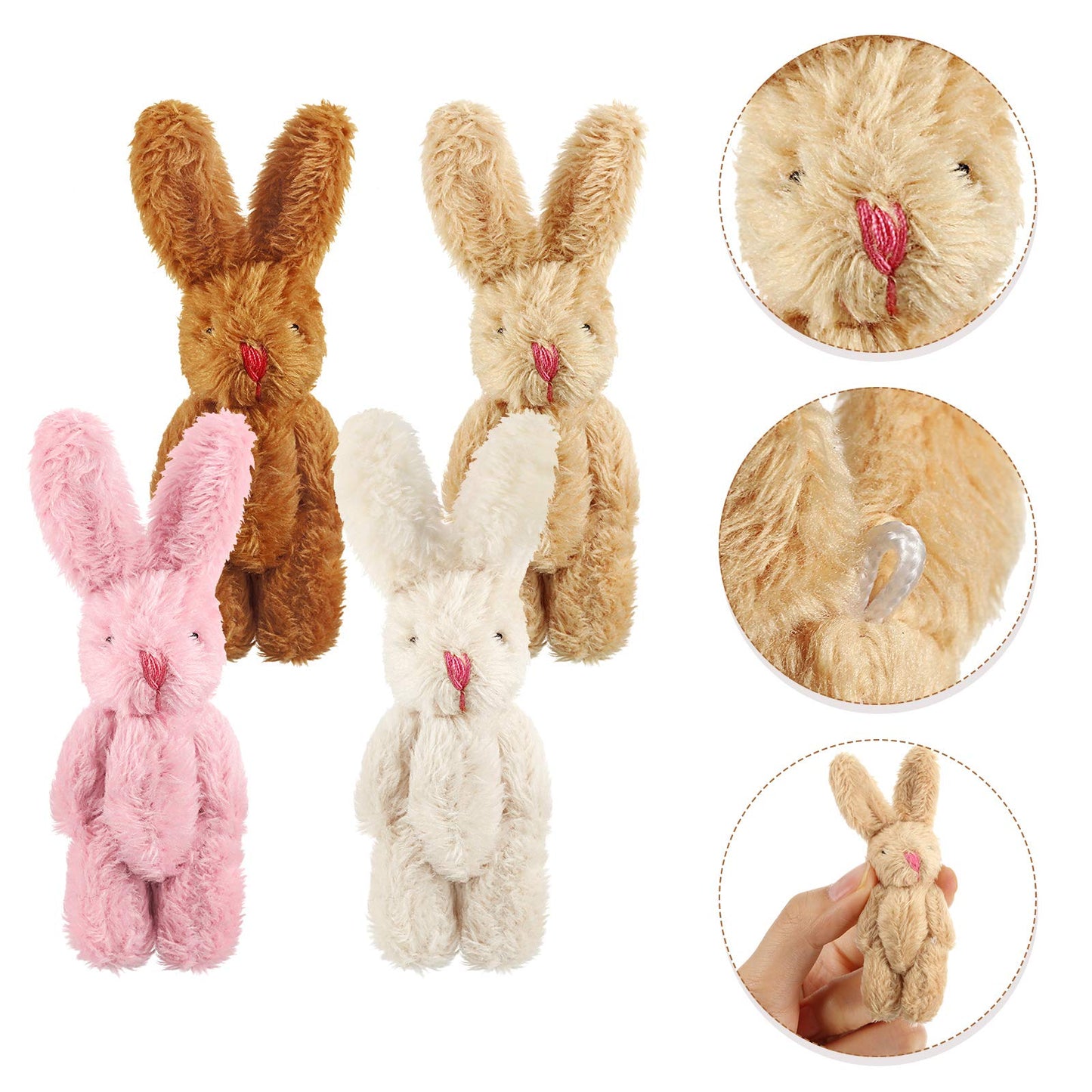 Sumind 20 Pieces Mini Plush Rabbit Tiny Joint Bunny 2.4 Inch Small Rabbit Doll Soft Bunny Stuffed Animal Toys for Birthday Cake Wedding Decorations Party Favors(Long Plush Style)