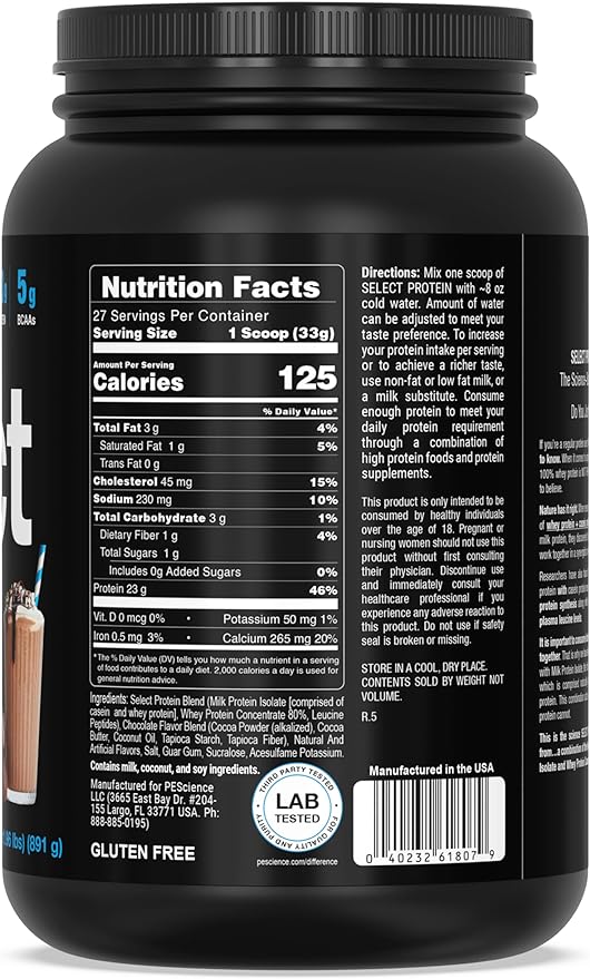 PEScience Select Low Carb Protein Powder, Chocolate Truffle, 27 Serving, Whey and Casein Blend, Keto Friendly, Gluten Free, Best Tasting, Clean Isolate for Women and Men