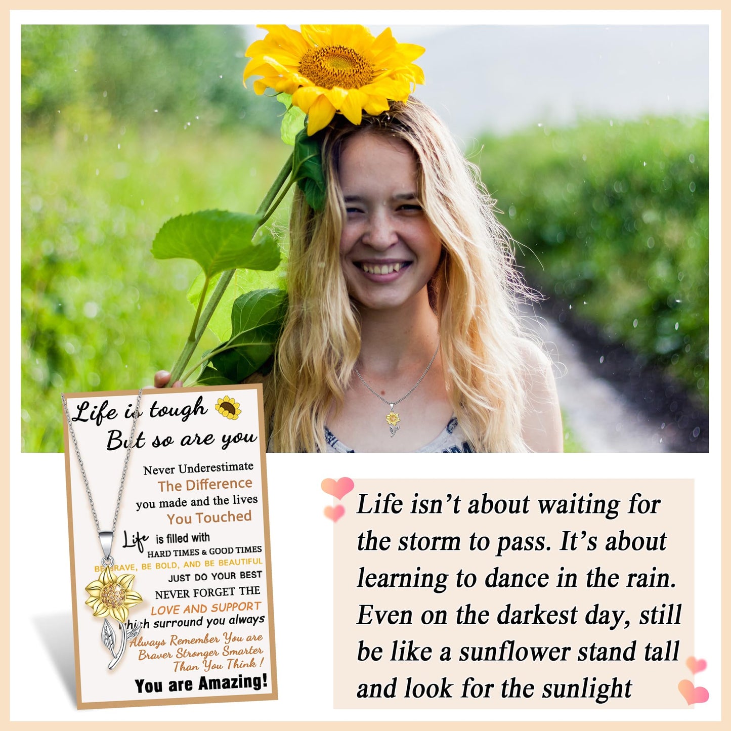 Tarsus Inspirational Gifts for Women, Get Well Soon Gifts Encouragement Inspirational Necklace for Women Friend Teen Teenage Gifts Ideas Sunflower Gifts Jewelry