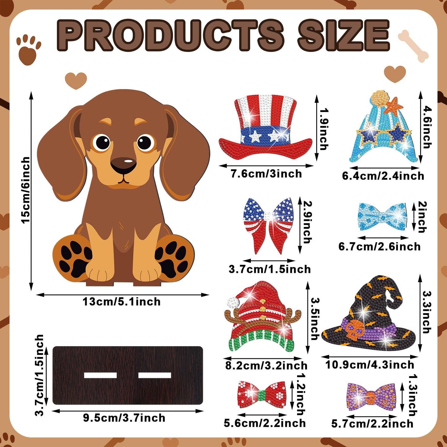 DoubleFill 42 Pcs Summer Diamond Kits 4th of July Interchangeable Wooden Table Decorations DIY Summer Holiday Party Seasonal Tiered Tray Art Decor Diamond Painting Magnets(Dog)
