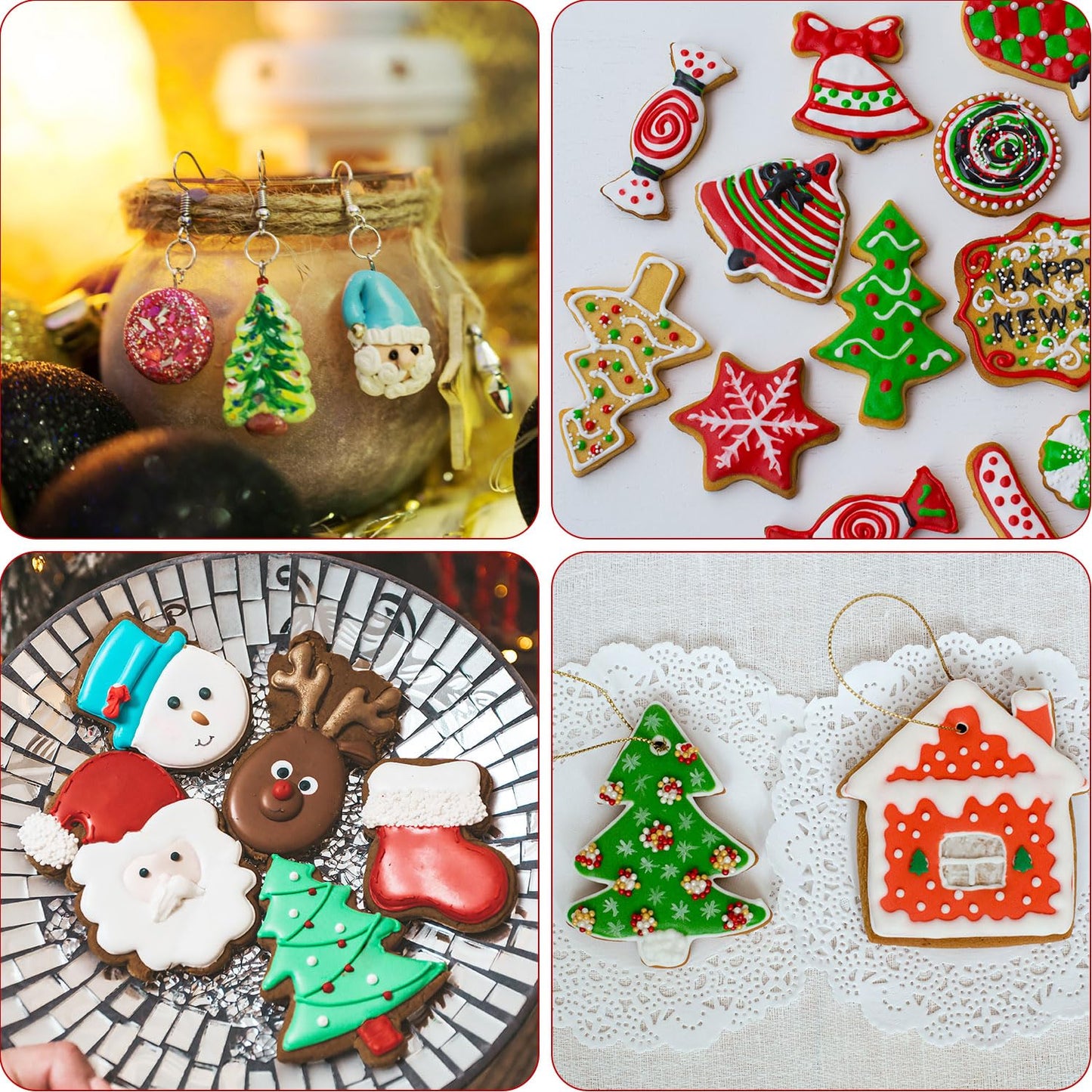 26pcs Christmas Polymer Clay Cutters for Ornaments, Resin Polymer Clay Molds Mini Xmas Holiday Embedded Clay Cutters 26 Design Polymer Clay Tools for Earrings Jewelry Making DIY Craft (Red)