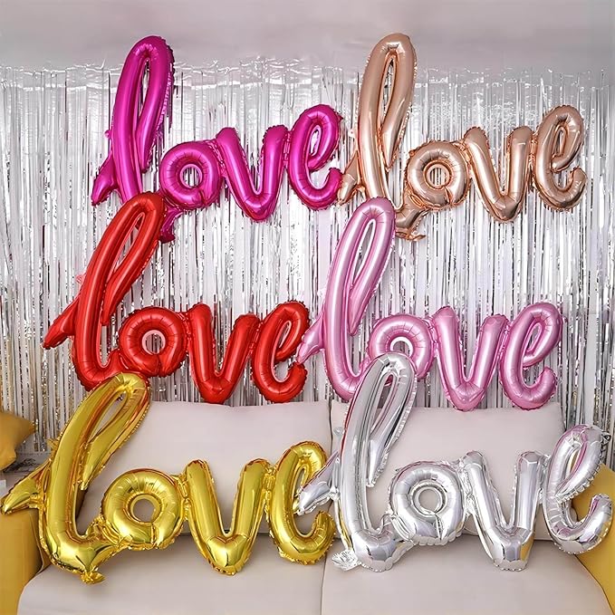 5 Pcs Pink Heart Shaped Balloons Pink Love Valentine Balloons for Valentines Day Bridal Shower Wedding Party Decorations
