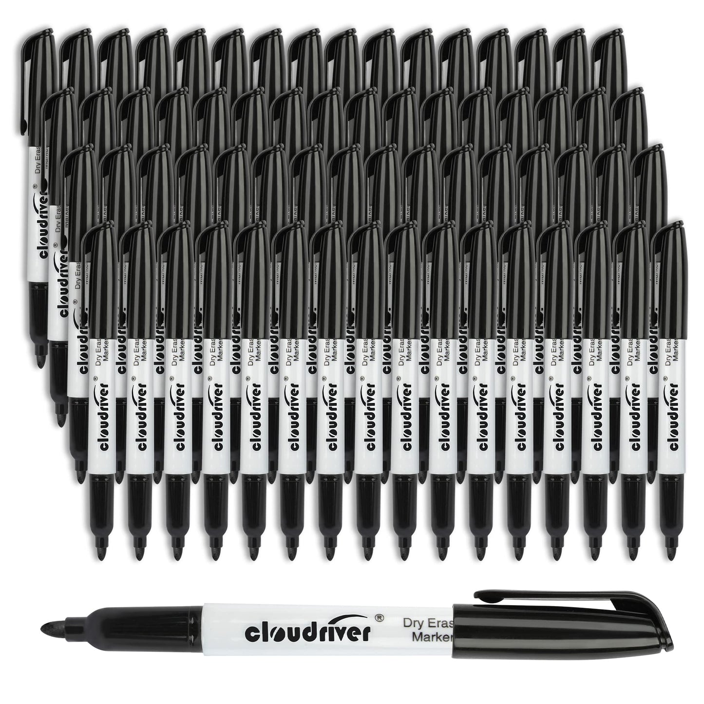 cloudriver Dry Erase Markers 128 Pack, Black Whiteboard Markers, Fine Tip, Low Odor, Bulk Dry Erase Marker For Office, home and School Supplies
