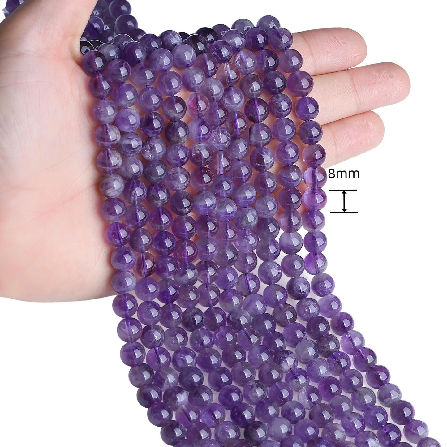 NUKAYAI Natural Amethyst Beads 100Pcs 8mm Purple Crystal Beads Loose DIY Round Stone Bead for Bracelet Necklace Earrings Making