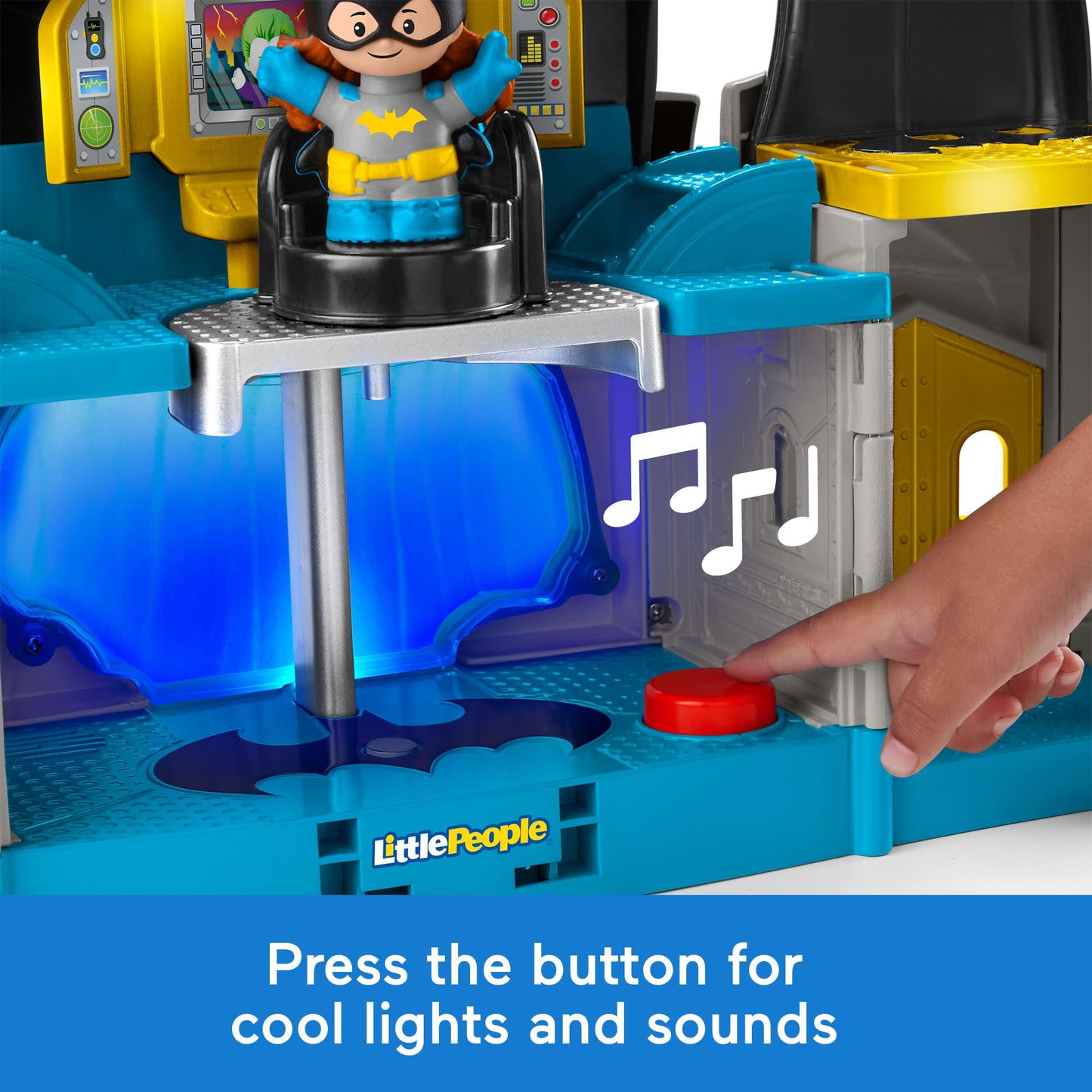 Fisher-Price Little People DC Super Friends Deluxe Batcave, Batman playset with Lights and Sounds Plus 4 Character Figures for Toddlers (Amazon Exclusive)