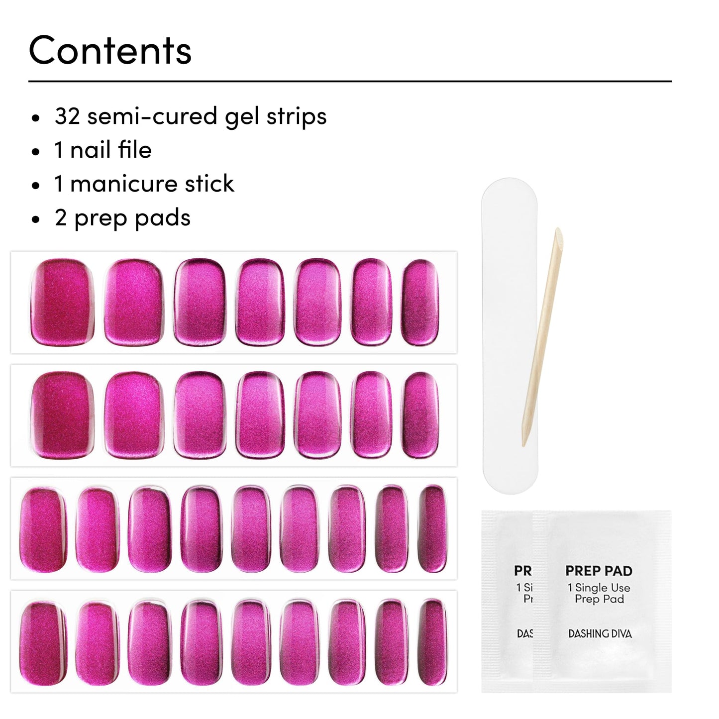 Dashing Diva Glaze Nail Strip Set - Spell On You - Long Lasting, Chip Resistant, Semi-Cured Gel Nail Strips - Gel Set - 4-Piece Manicure Kit with 32 Strips