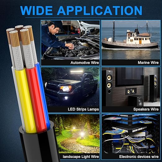NAOEVO 14 Gauge Wire 5 Conductor Electrical Wire, 14 AWG Stranded PVC Cord, 12V Low Voltage/Tinned Copper/Flexible Cable for Automotive Wiring, Lamp Cord, Marine Cable (30FT)