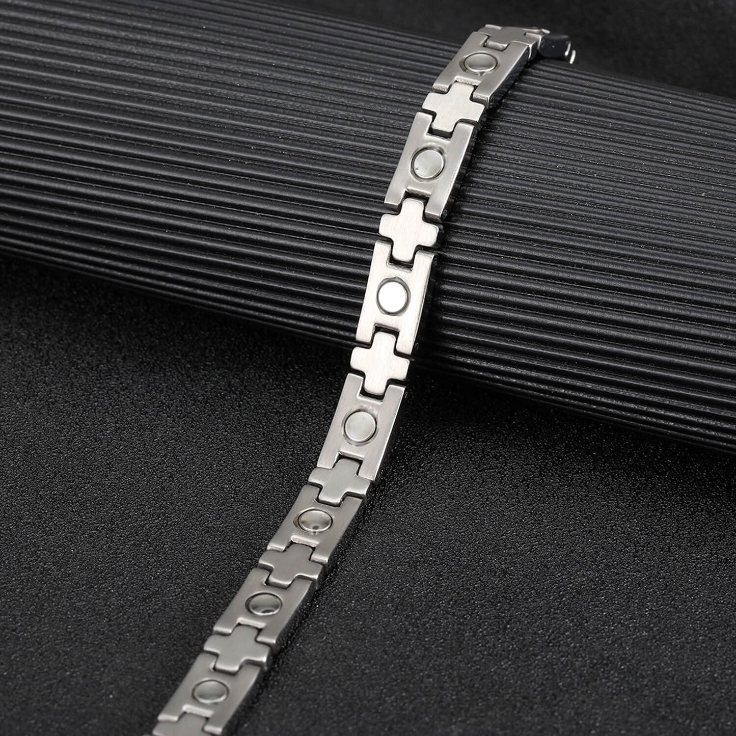 BioMag Magnetic Bracelet for Women Titanium Steel Magnetic Bracelet Adjustable Crystal Bracelet with Sizing Tool