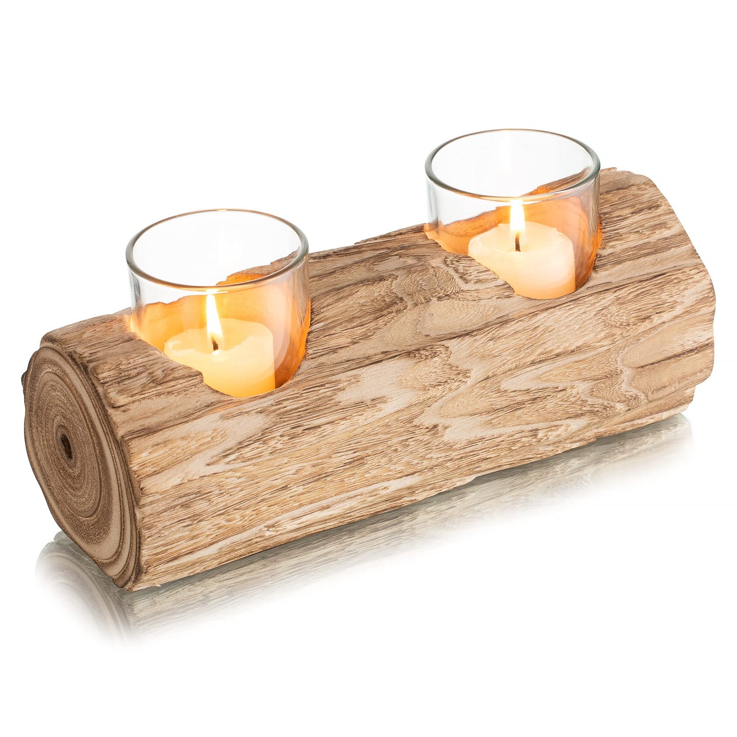 Romadedi Wood Tealight Candle Holder: Boho Decorative Votive Candle Holders for Rustic Wedding Decor, Tea Lights Country Theme Driftwood Table Centerpiece, Coastal Farmhouse Home Decorations