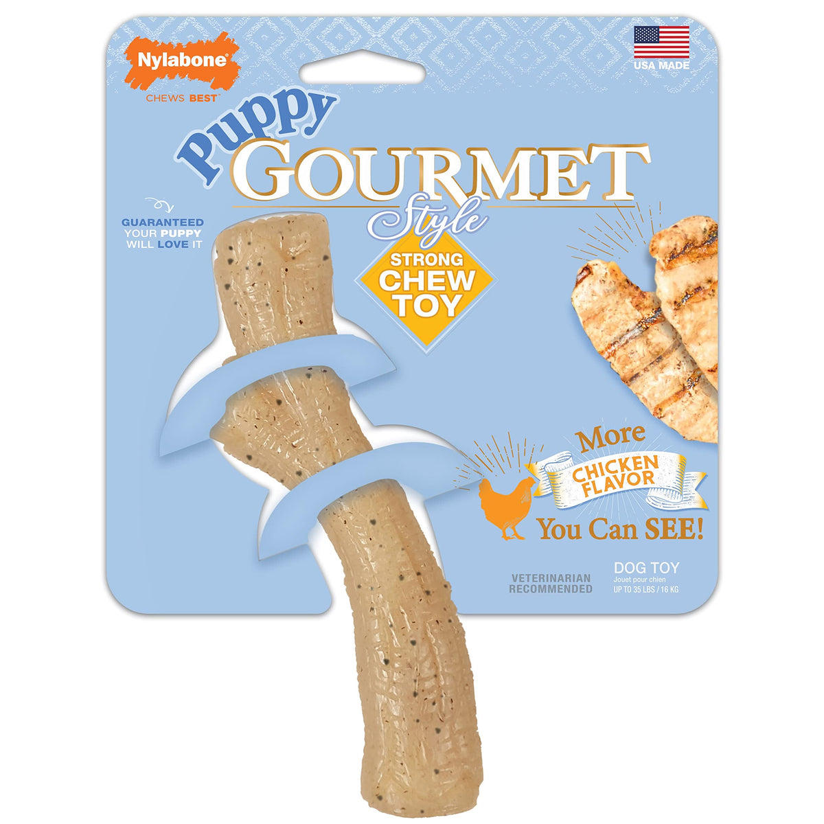 Nylabone Puppy Chew Gourmet Style Femur Dog Chew Toy, Bacon Flavor, Small