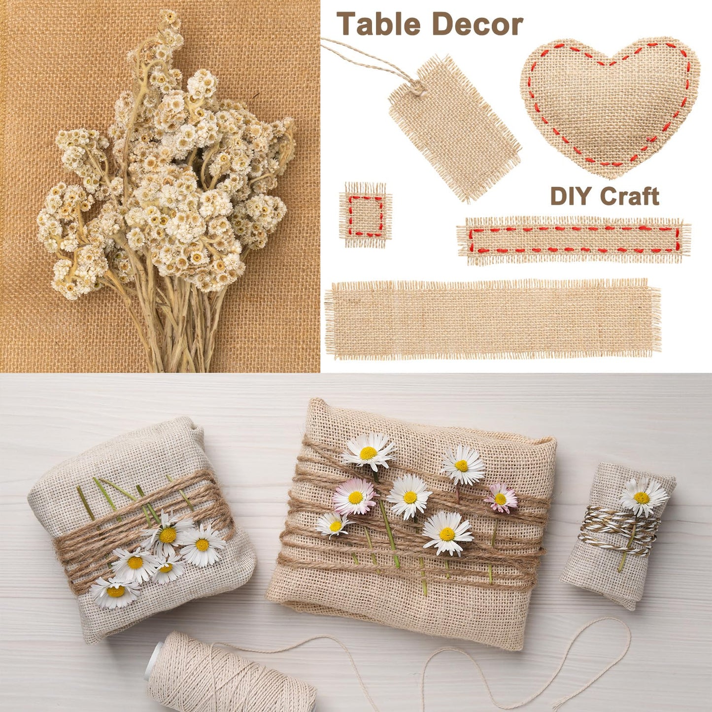 MECCANIXITY Burlap Fabric Roll 1.1 Yards x 8 Yards Natural Jute Burlap Roll for Table Runners Weed Barriers Wedding Craft Plants