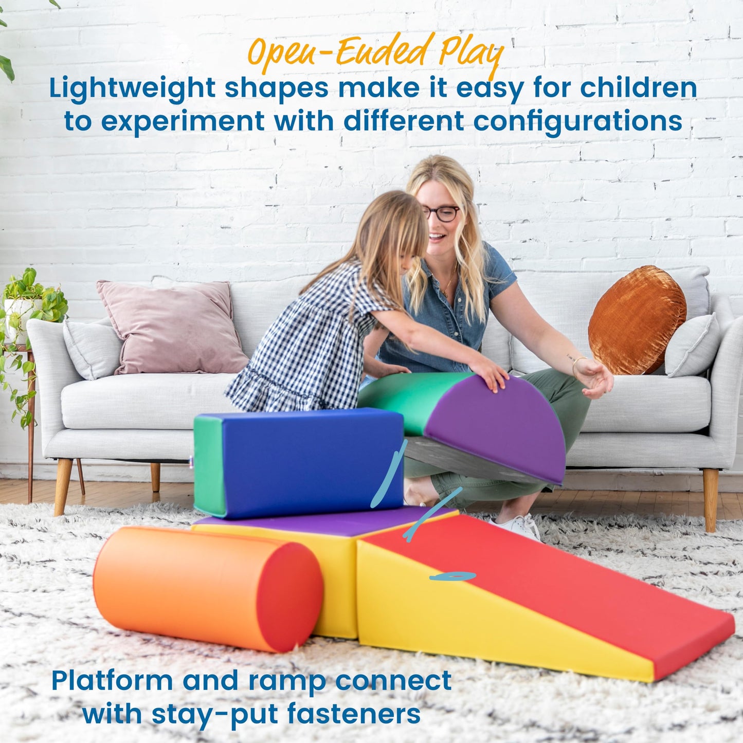 ECR4Kids SoftZone Climb and Crawl Playset, Building Blocks, Assorted, 5-Piece