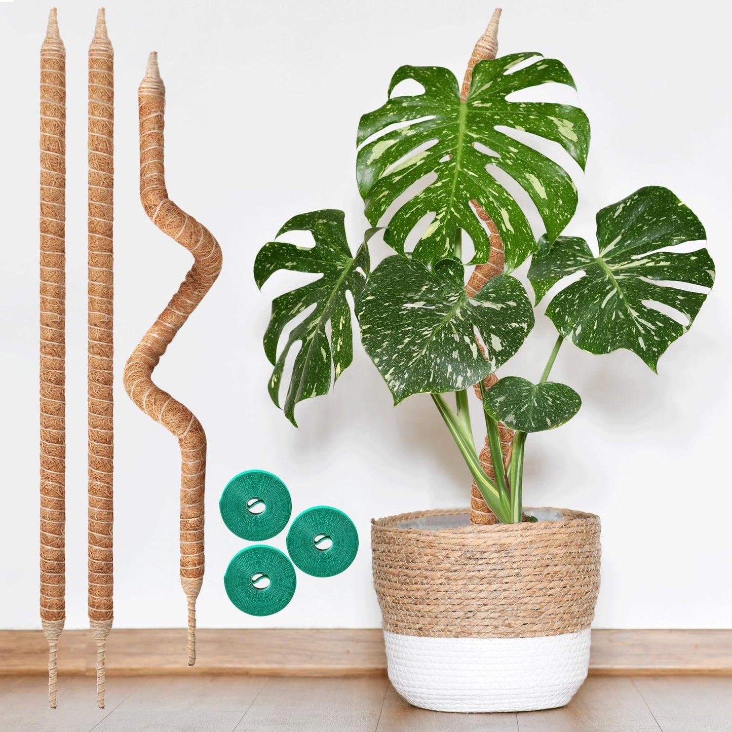 Vanut 3-Pack 28in Moss Pole for Plants Indoor, Bendable & Sturdy Fishbone Cactus Plant Stake for Monstera, Pothos Vines, Philodendron & Indoor Tropical Houseplants, Made for Coco Coir