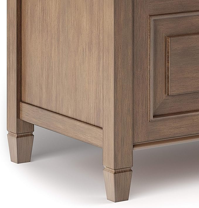 SIMPLIHOME Connaught Entryway Storage Bench - 42 inch Wide Solid Wood Storage Seat in Rustic Natural Aged Brown, Traditional Bench for Entryway or Mudroom with Lift-Up Lid and Elegant Moulding Detail