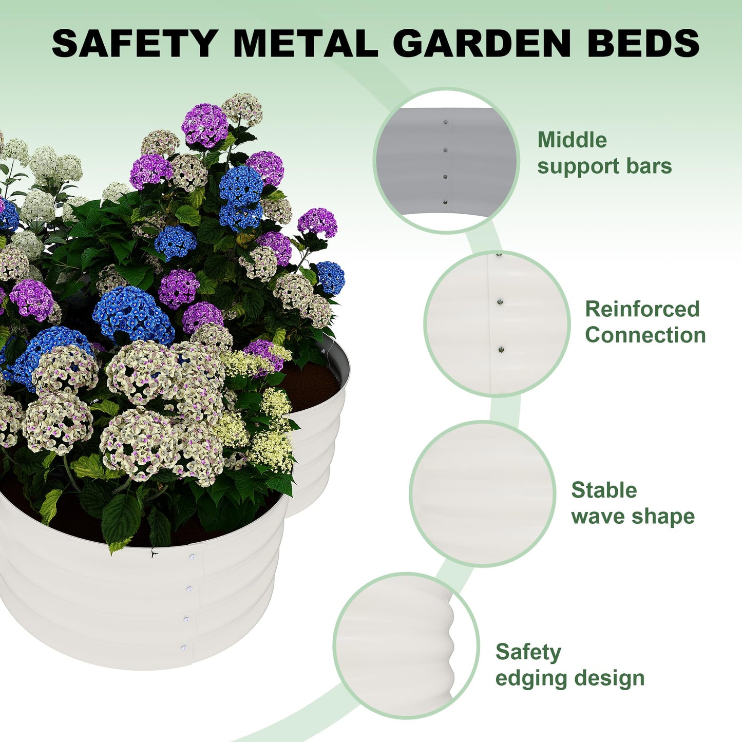 2 Pack Galvanized Raised Garden Bed – 4x4x1 ft Raised Beds-Coated Metal Planter Box with Floral Edge, Easy Assembly Rust-Resistant Outdoor/Indoor Garden Box for Vegetables, Flowers, Herbs, White