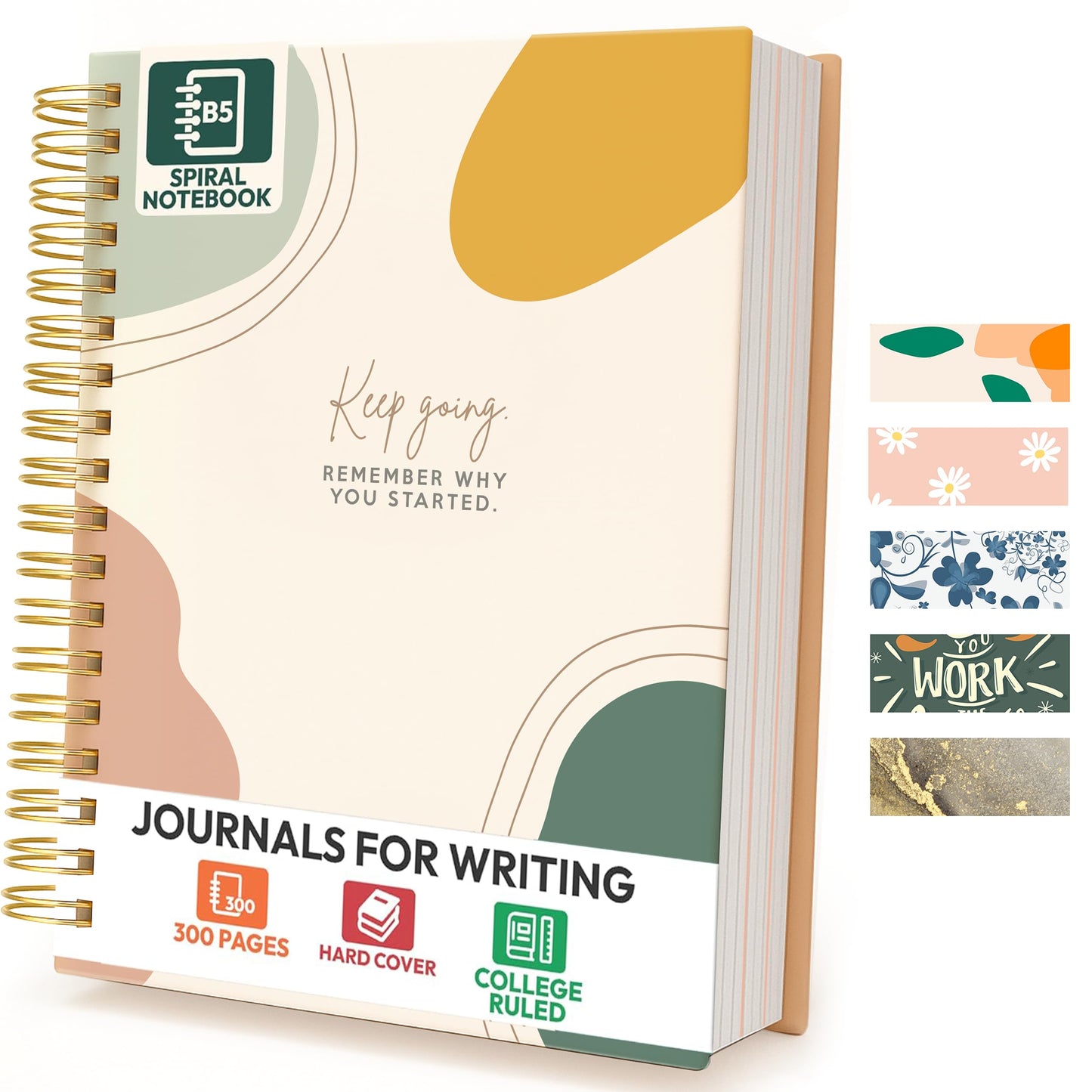 Only Zest Hard Cover 300-Page Lined Notebook with Affirmations – Multiple Designs – B5 – 10.25 x 7.25 Inch Spiral Bound Motivational Large Journal for Women – Daily Diary, Bible Notebook, Journaling