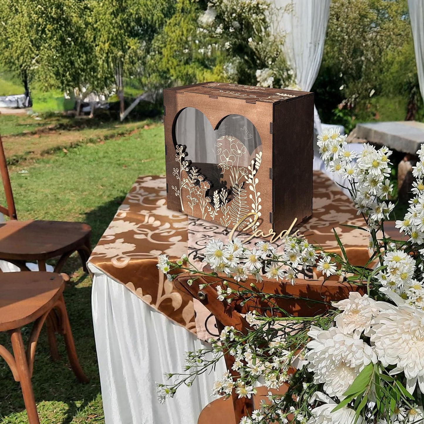 OurWarm Wedding Card Box for Party, Wooden Card Boxes for Reception, Rustic Wedding Box for Cards and Money, Envelope Money Box Gift Cards Box for Graduation Baby Shower Birthday Decor