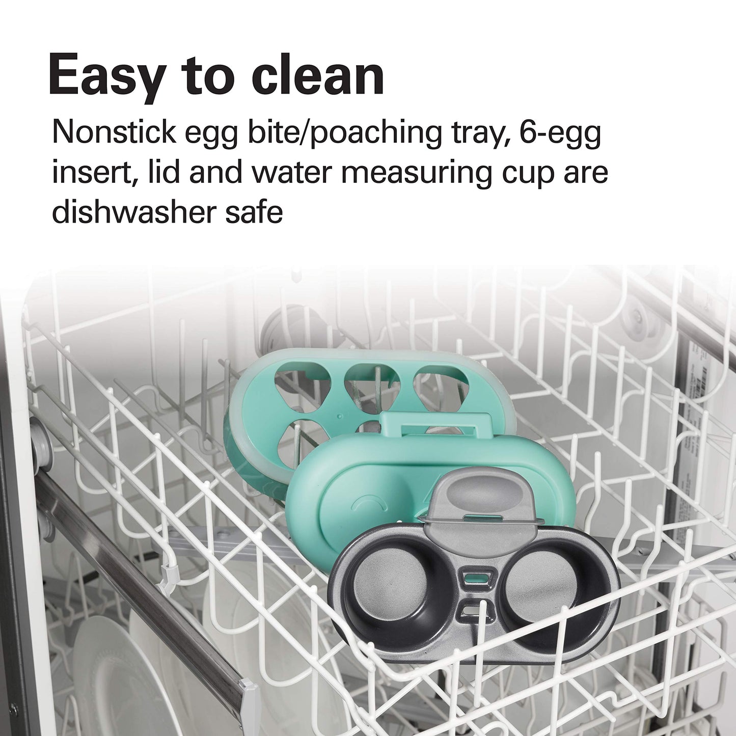 Hamilton Beach Sous Vide Style Electric Egg Bite Maker, Hard Boiled Egg Cooker & Poacher with Removable Nonstick Tray, Makes 2 in Under 10 Minutes, Teal (25511)