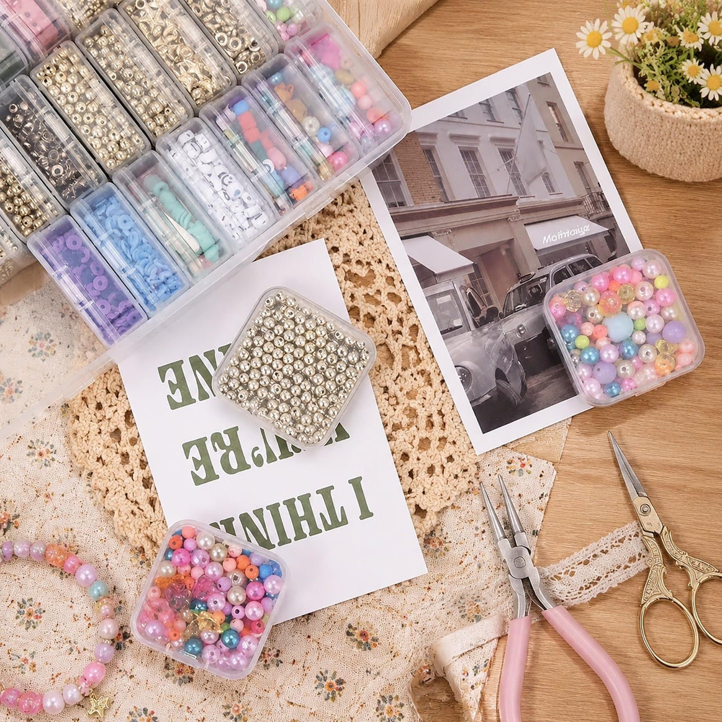 YYGMSS Bead Organizer Box, 30Pcs Small Plastic Boxes Bead Containers Nail Organizers and Storage Clear Dimond Storage with Hinged Lid and Stackable for Jewelry Nails Seeds with 66 Label