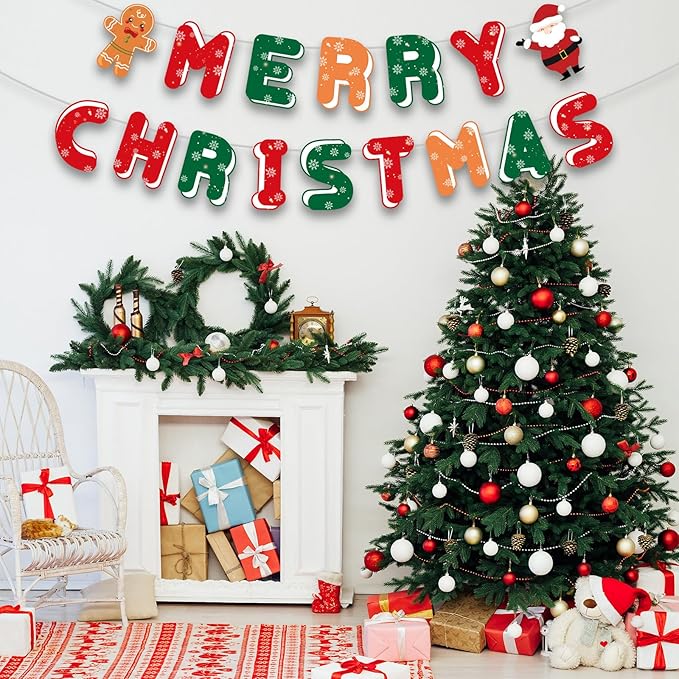Merry Christmas Paper Garland Banner Kit