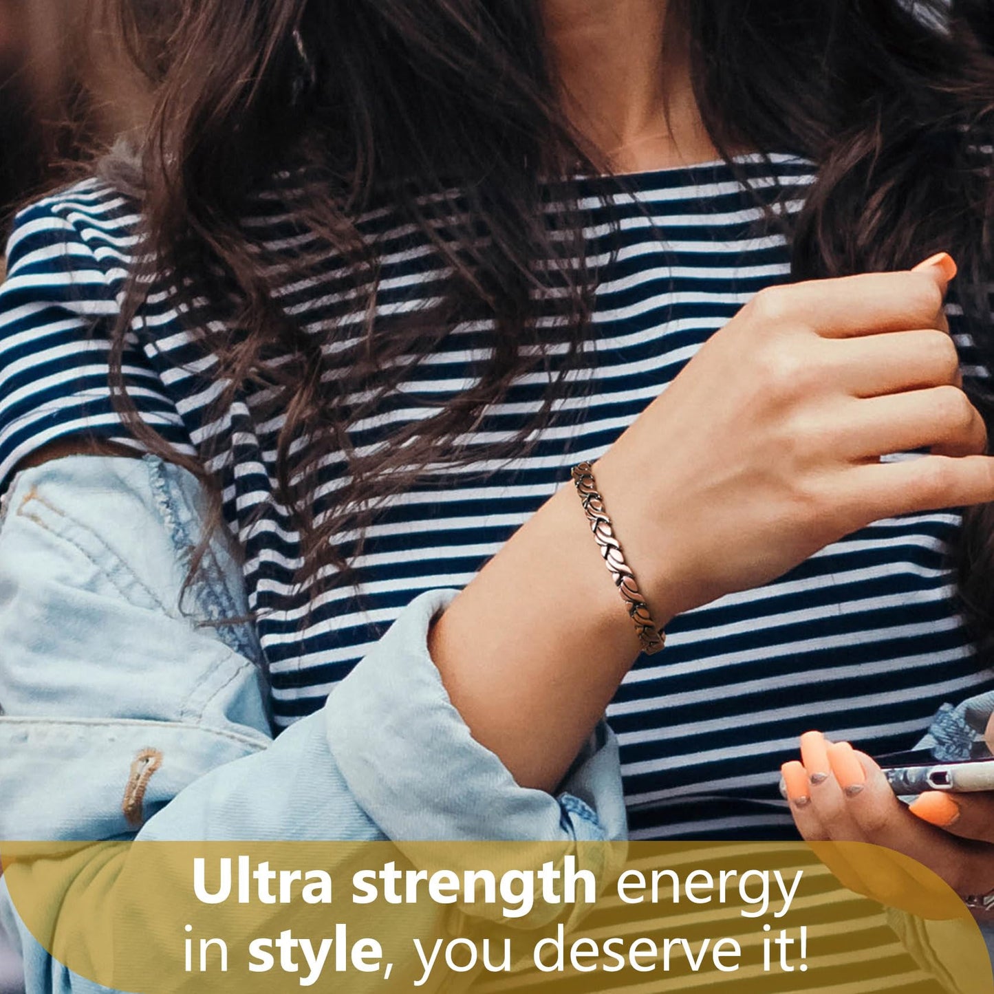 Feraco Copper Bracelets & Rings for Women, Ultra Strength Magnetic Bracelet with 3500 Gauss Neodymium Magnets, 99.99% Pure Copper Adjustable Jewelry Gift (Fishtail with Ring)