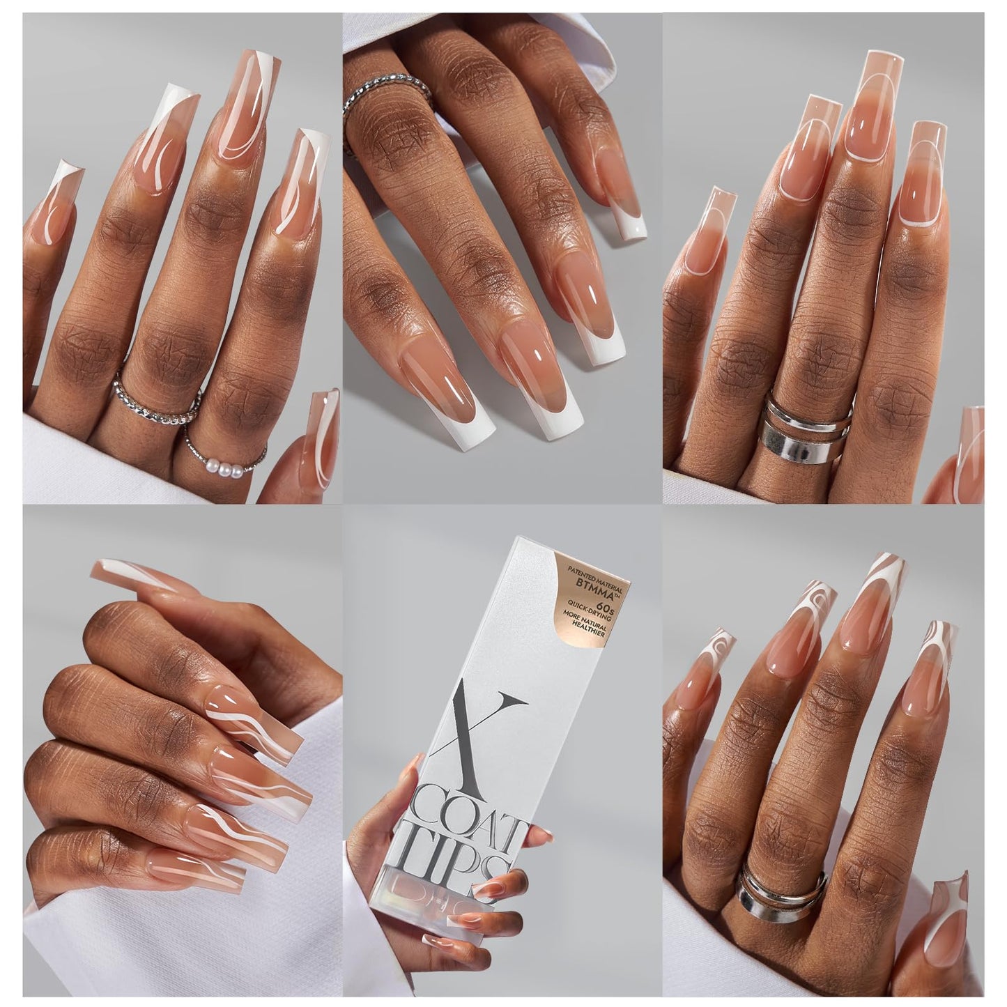 BTArtbox Long Square Gel Nail Tips and Short Square Press on Toenails