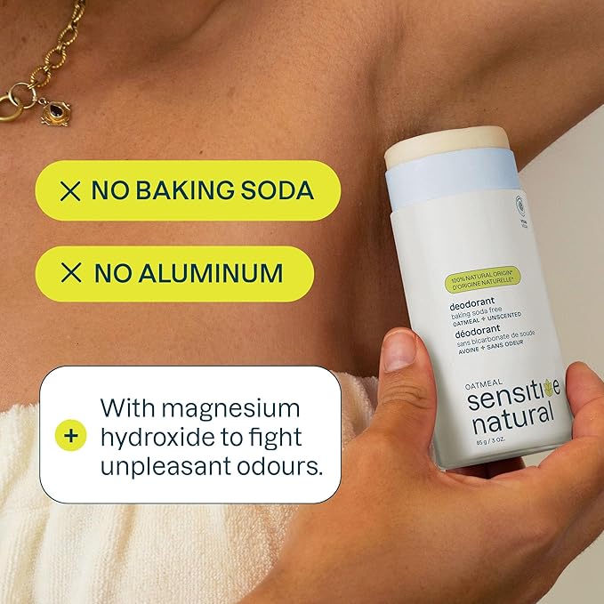 ATTITUDE Baking Soda Free Deodorant for Sensitive Skin with Oatmeal, EWG Verified, Aluminum Free, Plastic-Free, Unscented, 3 Ounces (Pack of 6)
