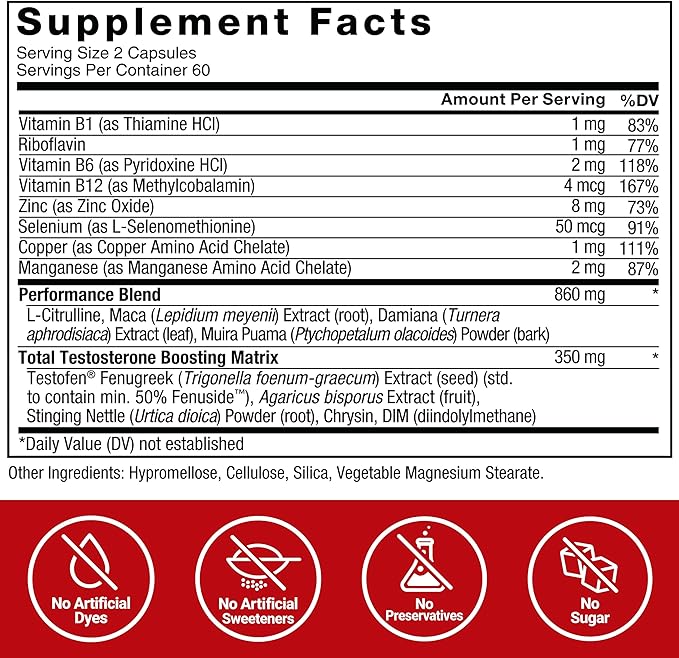 Force Factor Test X180 Alpha, Testosterone Booster for Men, Testosterone Supplement with L-Citrulline to Help Build Muscle and Strength, Boost Nitric Oxide for Performance, 120 Count (Pack of 3)