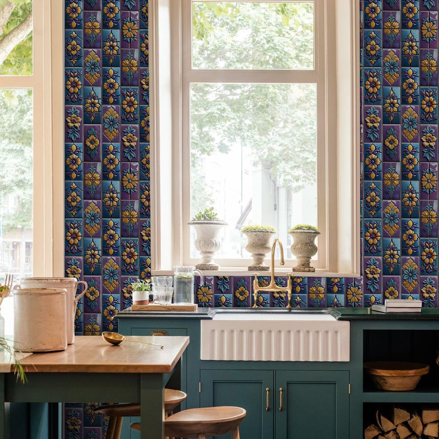 VICCI 16Pcs Tile Stickers 8" x 4" Peel & Stick Kitchen Backsplash - Decorative Wall Tiles Decals - Self-Adhesive Waterproof Removable for Bathroom Cabinets Home DIY Projects Decor